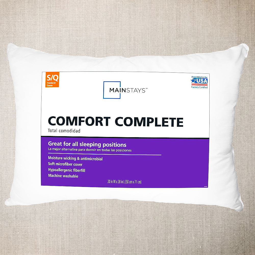 Mainstays Comfort Complete Bed Pillow, Standard/Queen